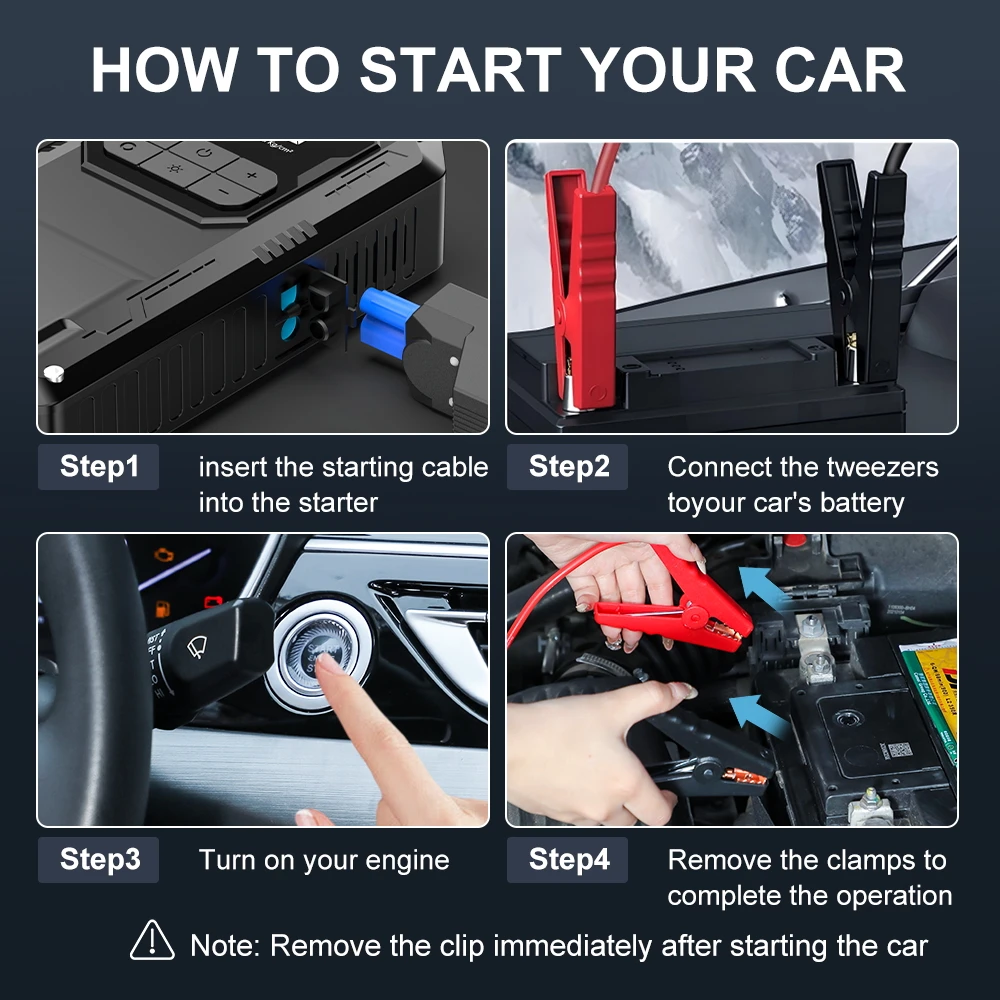 YIJU سيارة الانتقال كاتب 2500A مضخة هواء قوة البنك المحمولة شاحن بطارية السيارة ل 12 فولت السيارات بدء جهاز الطوارئ الداعم #6