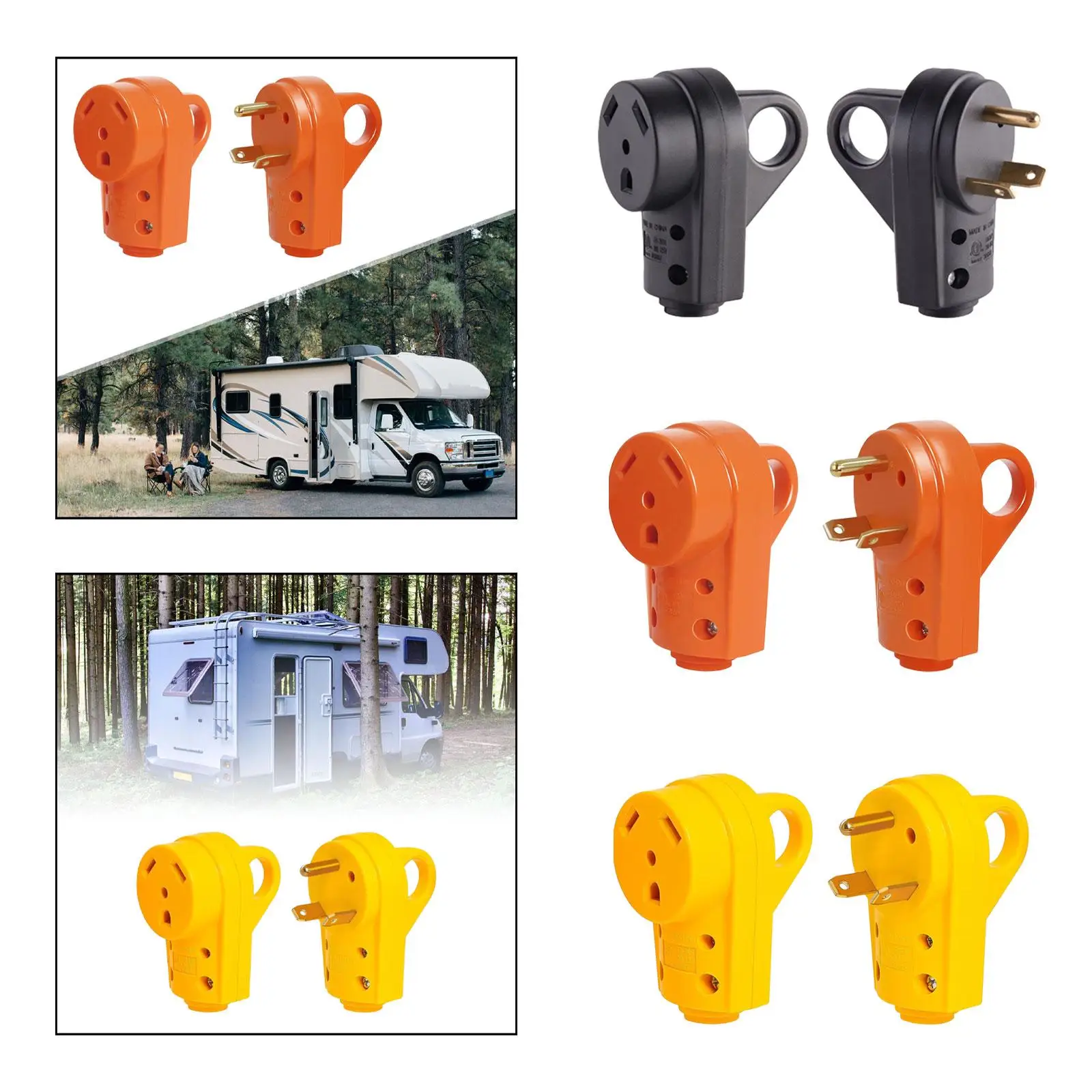 Juego de enchufes de receptáculo RV de 30 amperios, 125V, con mango, montaje Simple para conectar accesorios de cable RV de 10AWG, enchufe macho y hembra