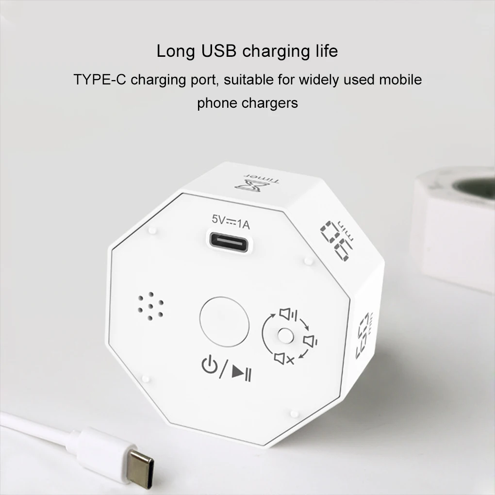 مؤقت بومودورو متعدد الوظائف لإدارة الوقت، قابل لإعادة الشحن، مريح للغاية، أسود بومودورو