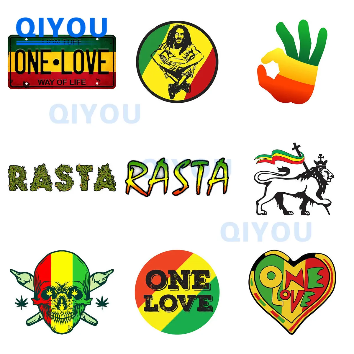 Vintage Rasta License Plate ONE LOVE Car Stickers Are Suitable for Automotive Fuel Tank Caps Laptop Die-cut Reflective PVC Decal