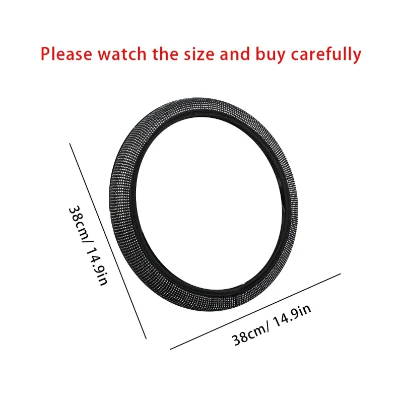 

Fashion Women's Style Flash Full Diamond Steering Wheel Cover & Diamond-encrusted Car Handle Cover