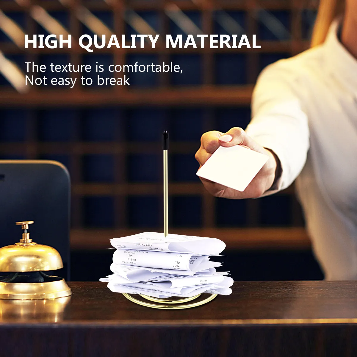 2Pcs Metal Menu Summons Fork Premium Quality Receipt Holder Restaurant Bill Memo Needle Folder Office Home Kitchen Accessory