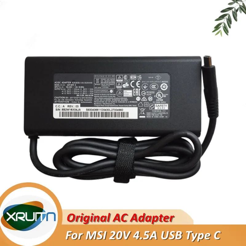 

Original ADP-90FE D AC Adapter Charger For MSI 20V 4.5A 90W Type-C 5V 3A 9V 3A 10V 5A 12V 5A 15V 5A Laptop Power Supply Adaptor