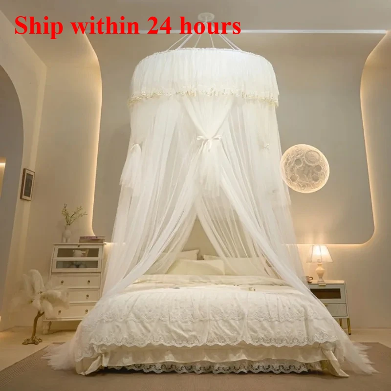 

2025 luxury palace ceiling mosquito net home bedroom double door floor-to-ceiling princess style dome pattern tent