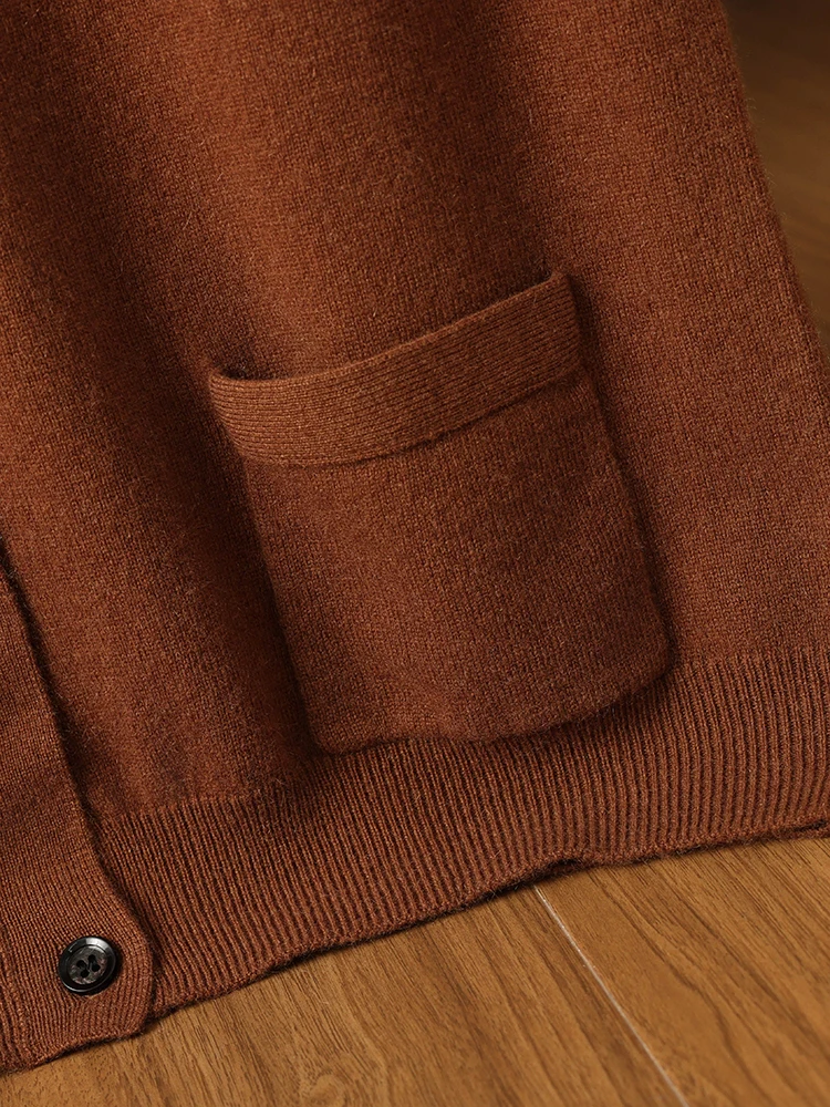 100% Cashmere Sweater Vests Men's V-neck Sleeveless Cardigan Autumn Winter Waistcoat Pockets Knitwear Smart Casual Clothing Tops