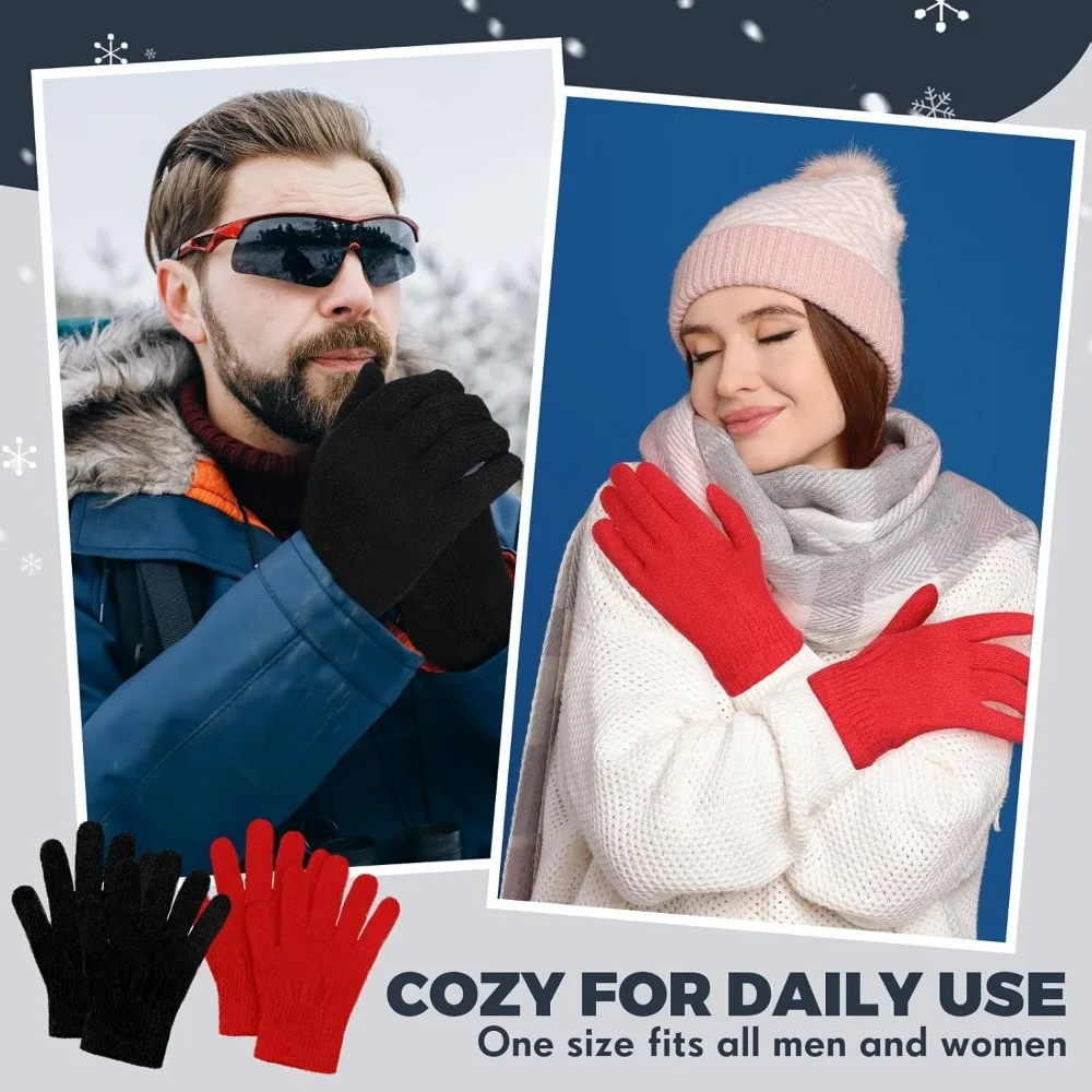 قفازات حرارية متماسكة دافئة قابلة للتمدد بكميات كبيرة، أصابع كاملة للرجال والنساء، خيارات هدايا الشتاء المريحة للدفء #4