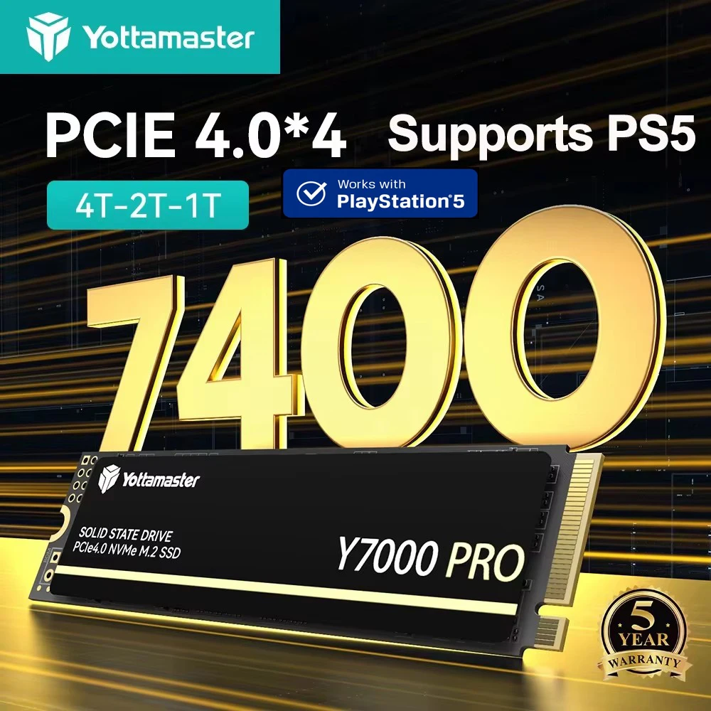 Immagine di Yottamaster 7400 MB/s SSD NVME M2 4TB 2TB 1TB Disco rigido interno a stato solido M.2 PCIe 4.0x4 2280 SSD per unit&agrave; PC portatile PS5