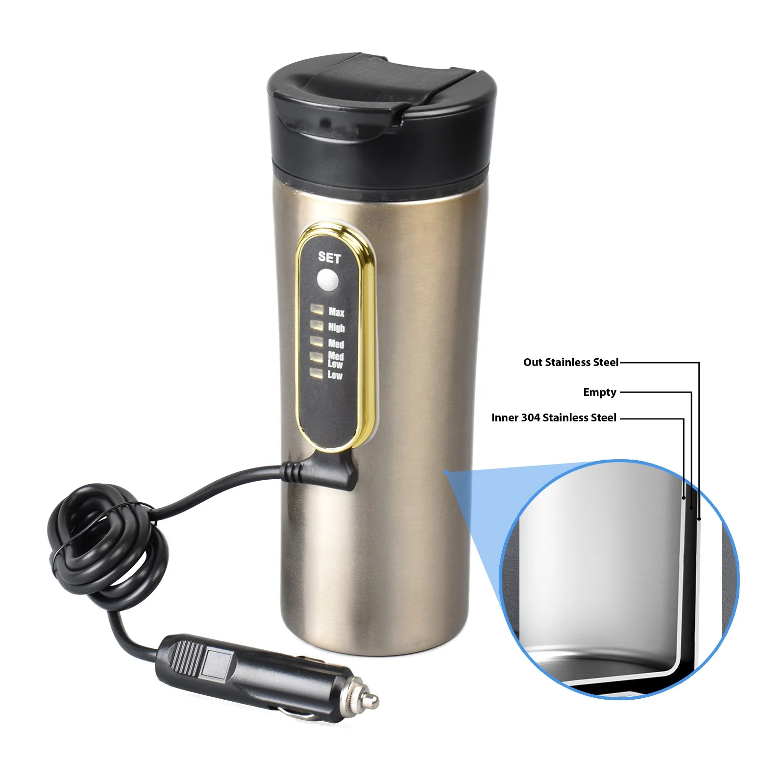 

12V electric heating cooling cup New stainless steel car cup travel interior accessories
