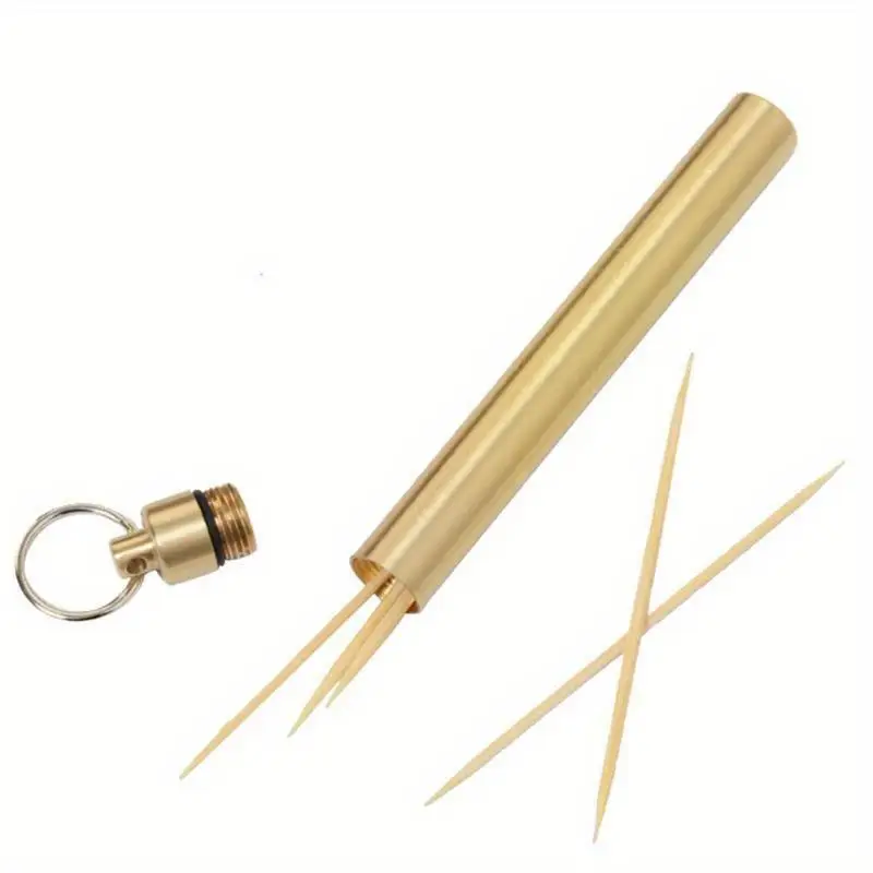 1PC Waterproof Pocket Toothpick Holder Seal Bottle Ultralight Portable Brass Dark Moistureproof Medicine Bottle Toothholder Key