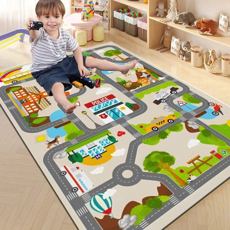 Children Toy Dream Carpet Non Slip Kids Game Crawling Mats Cartoon Road Traffic Educational Rugs Living Room Bedroom Floor Mat