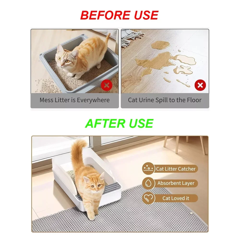 Waterproof EVA Double Layer Cat Litter Box Mat Non-slip Sand Cat Pad Washable Bed Mat Clean Pad Matunder The Cat Litter Box