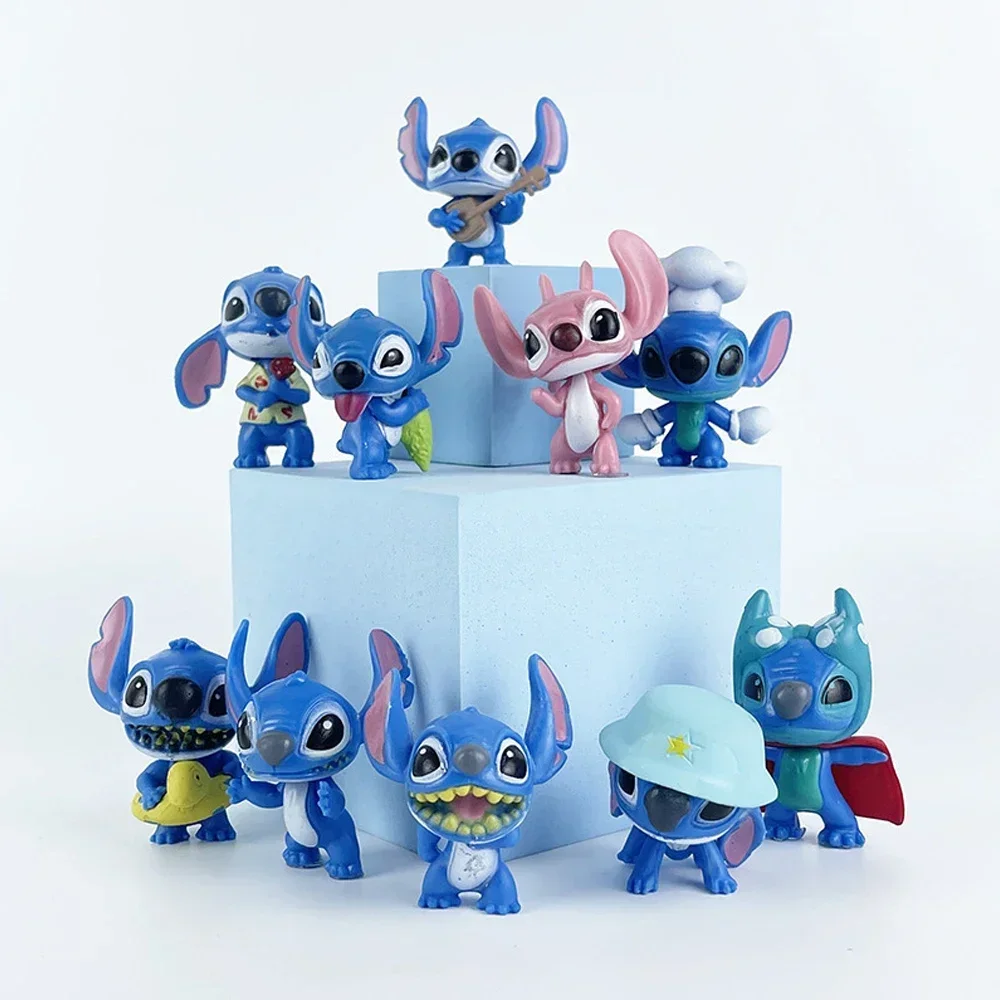 10 stks Anime Figuren Stitch Pop Cartoon Stitch Speelgoed Ornamenten Micro Landschap Taart Decoratie Model Pvc Figuur Kid Verjaardagscadeau