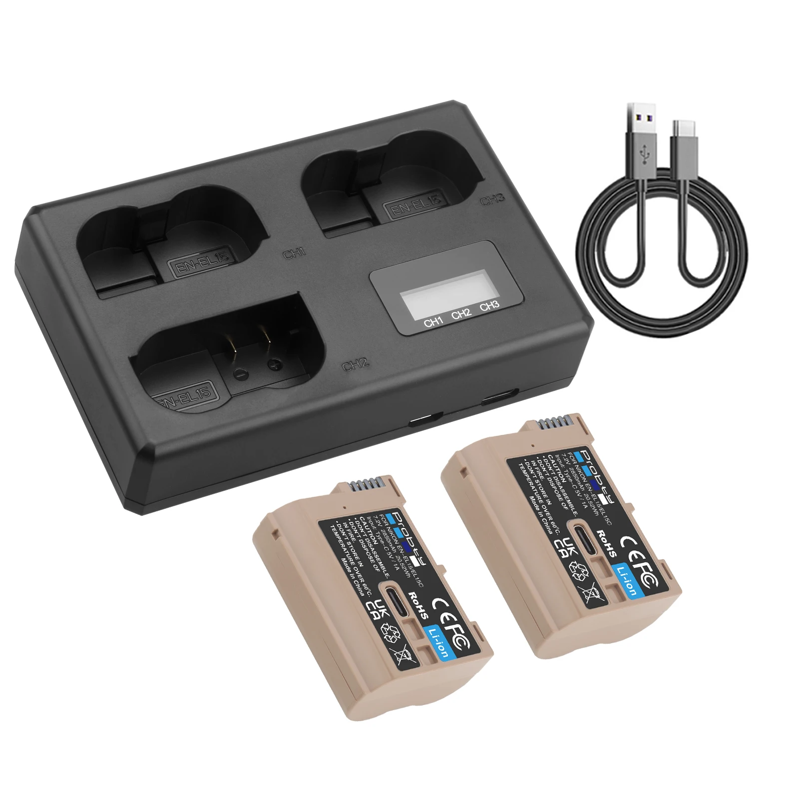 2850mAh EN-EL15C EN-EL15 batterij USB-C camerabatterij voor Nikon Zf, Z8 Z7, Z6, Z7 II, Z6 II, Z5, D850, D810, D810A