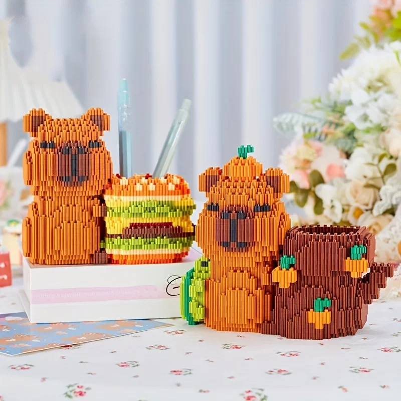 

Capybara Pen Holder Building Block Toy Set, Home and Office Decoration, Perfect Gift (Pens Not Included)
