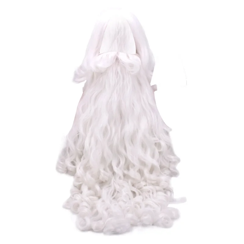 Christmas Cosplay Wig Beard Beard Wig White Curly Long Synthetic Hair Adult Cosplay Costume