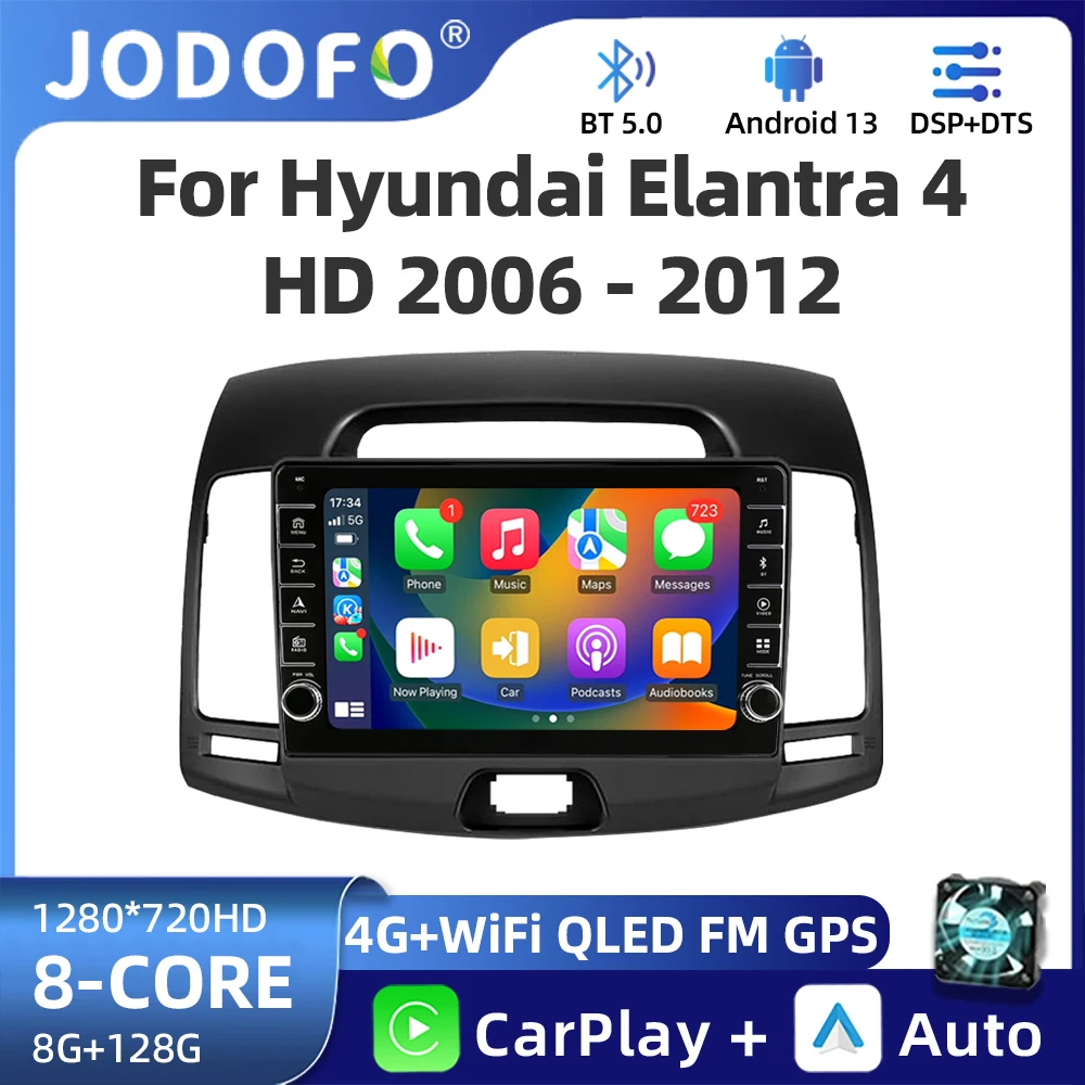 Android 13 Car Radio For Hyundai Elantra 4 HD 2006-2012 Qled Multimedia Auto Player WIFI 4G GPS Navigation  Stereo 2 Din Carplay