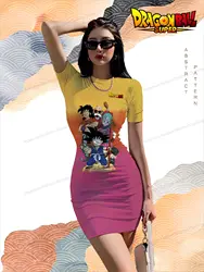 Kakarotto Women's Short Sleeved Hip Dresses Dragon Ball Y2k S-3XL O Neck 2024 Summer Spicy Girl Dress Youthful Woman Clothes