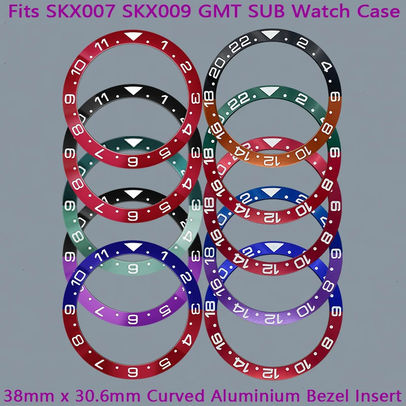 

Mod NH35 Case Bezel Ring 38mmX30.6mm Curved Bezel Insert Fits SKX007 SKX009 SRPD SUB GMT Case NH35 NH36 Men's Watch Bezel Ring