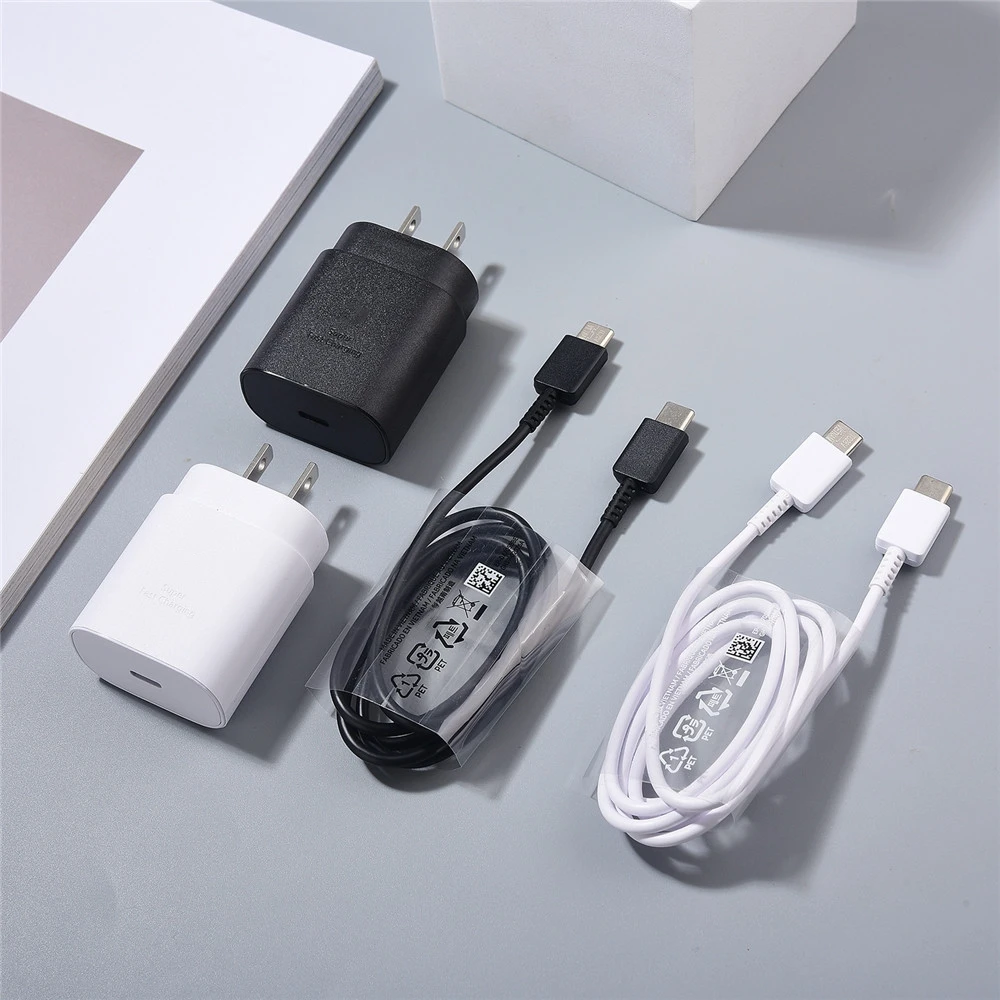 For Samsung Galaxy A53 A55 A23 F12 F14 A90 S10 5G Super Fast Charger 25W USB C PD Wall Power Adapter For Galaxy Note 10+ 20Ultra