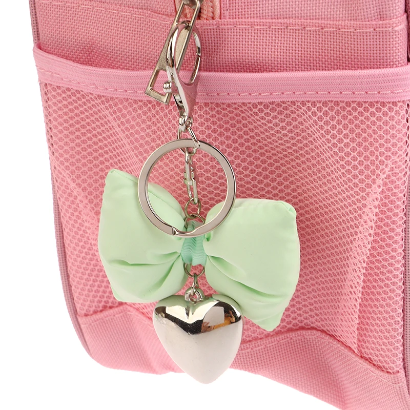 Handmade Bowknot Keychain Cotton Butterfly Heart Bow Shaped Keyring Women Bag Accessory Fashionable Phone Charm Ornament