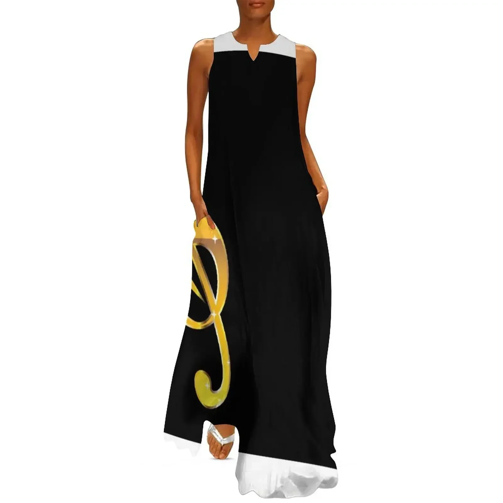 

Gold Music Symbol Long Dress Dress for girls summer dress korean women Aesthetic clothing chic and elegant evening