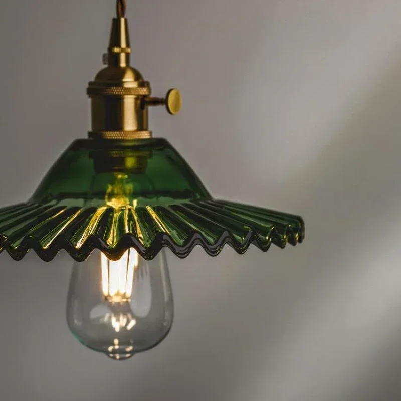 TechHPSANDYHA Elegant LED Petal Chandelier Nordic Retro Glass Hanging Lamp For Bedroom Dining Room