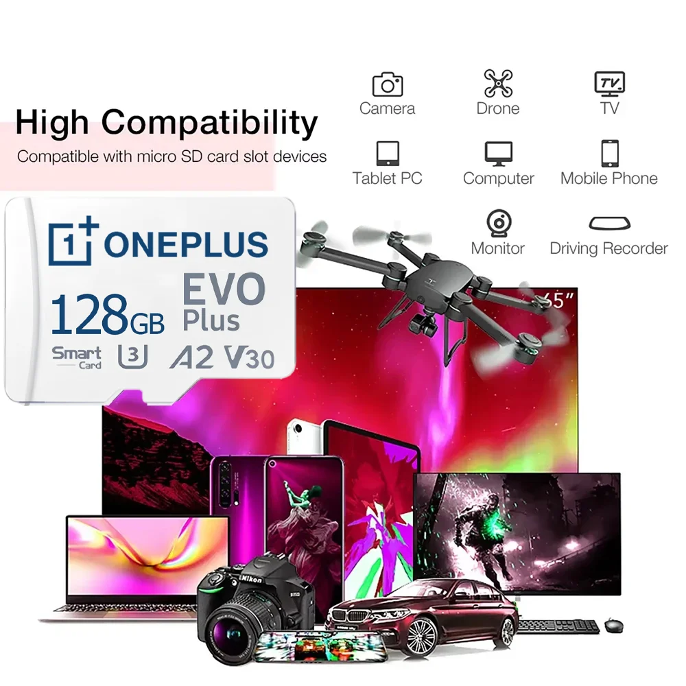 OnePlus 2TB Hochgeschwindigkeits-V30 A2 4K SD-Karte 512GB 256GB Speicherkarte 1TB Micro TF SD-Adapter für Smartphone/Tablet/PC Vielseitig Einsetzbar – Detail 8