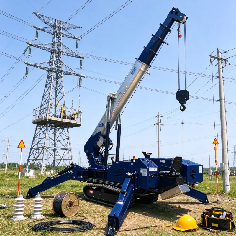 Lift Knuckle Boom Mini Spider Crane Offers Articulated Reach for Overhead Obstacle Clearance and Deep Trench Work