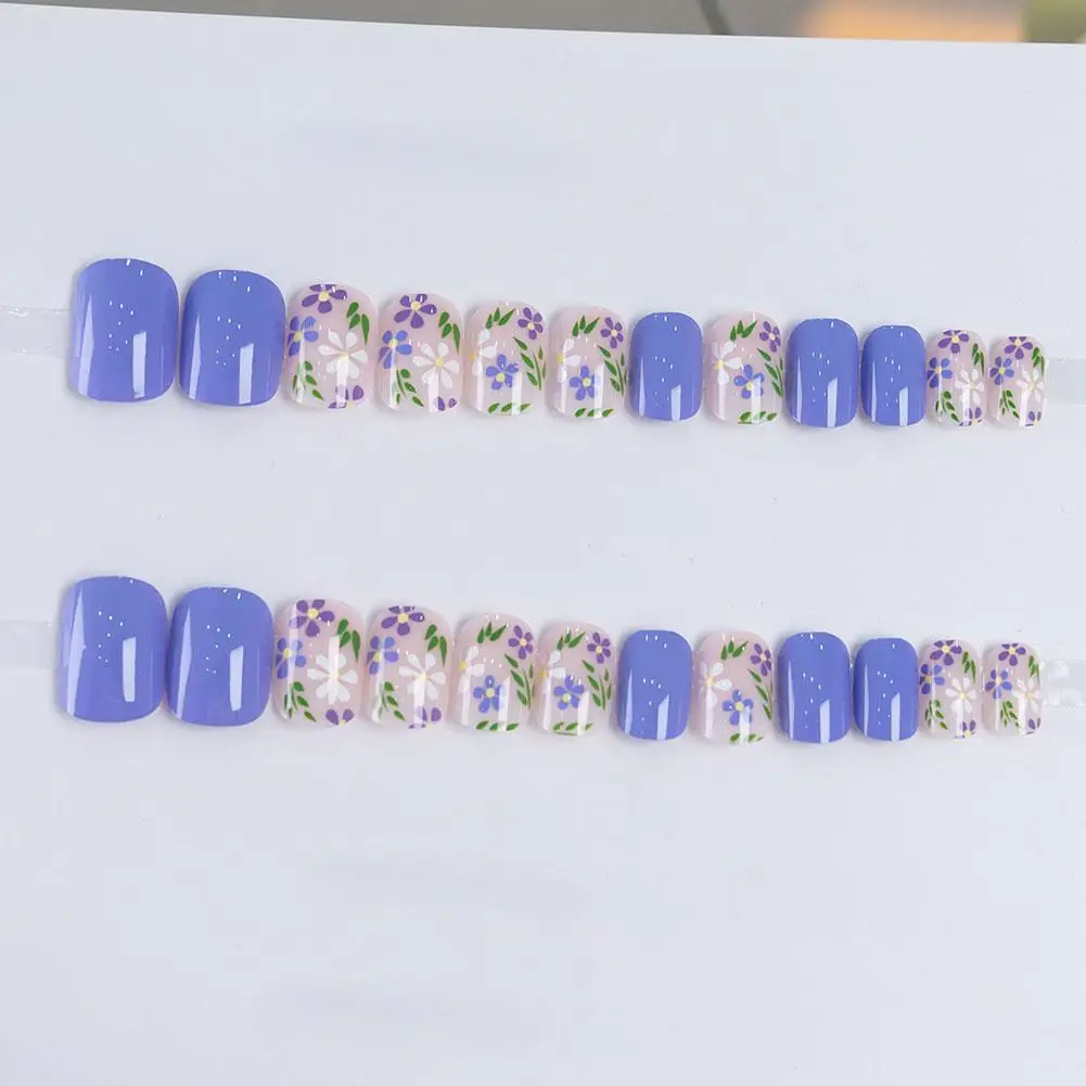 

Multicolor Nails Short Flower Nails Press Fake Nails Nails Acrylic Cute On Stick False Full Square Nails Presson Cover Glos I8W0