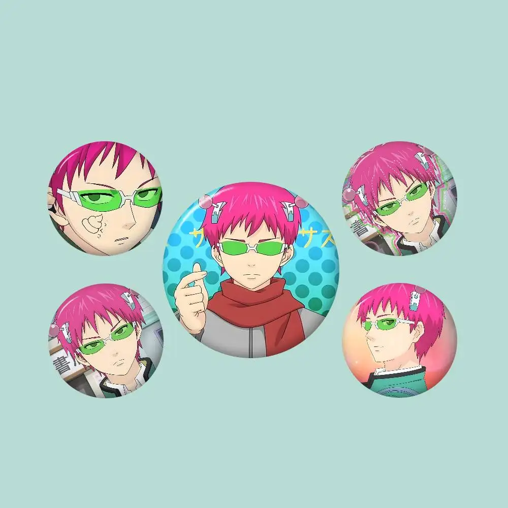 The Disastrous Life of Saiki K Anime 44/58mm Handmade Pin Snap-in Brooches for Backpack Cothes Accessories Badge Hat Decoration