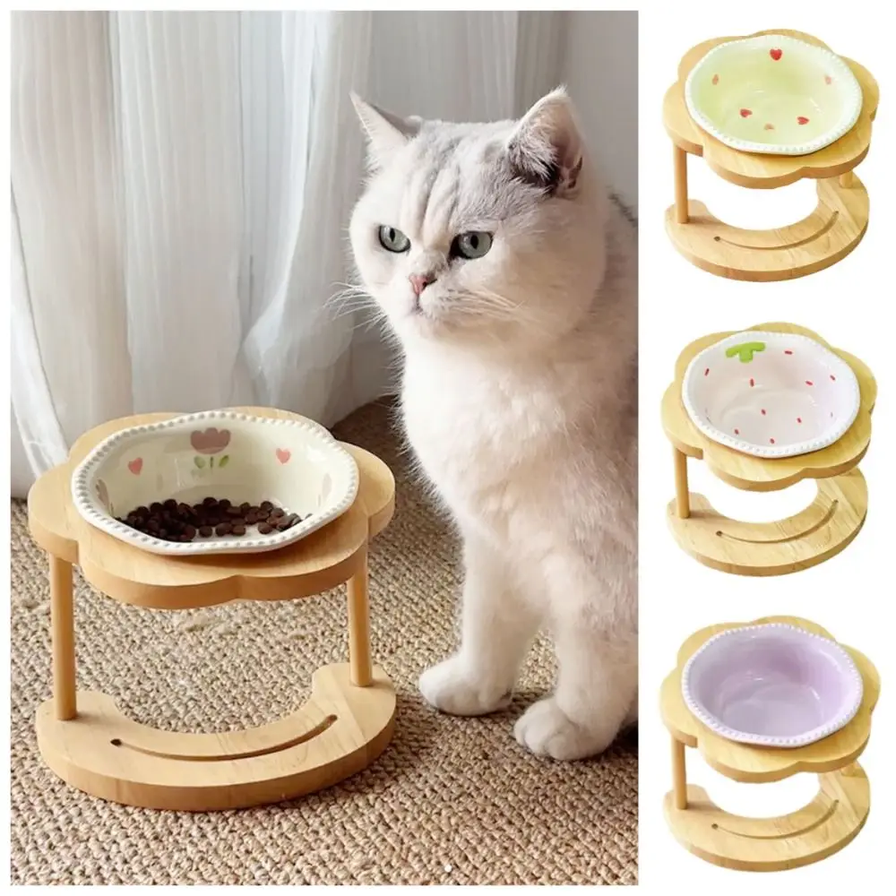 

Anti Vomiting Ceramic Cat Bowl Anti Slip Neck Protection Elevated Cat Water Bowl Detachable Anti Overturning Cat Feeding Station