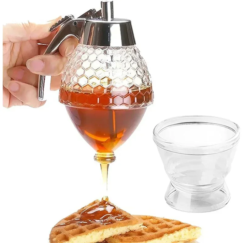 

200ml Diamond Shaped Glass Honey Dispenser Capacity Multifunctional Oil Bottle Vinegar and Sauce Dispensers Kitchen Tool Kitchen
