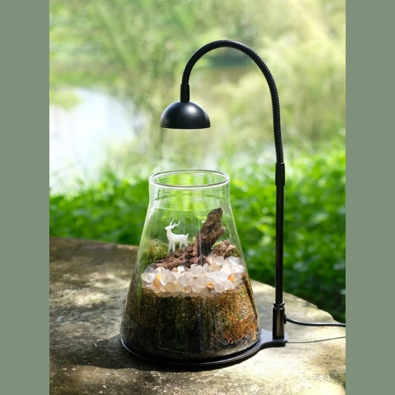 

Smart Auto Timer Plant Light, USB Rechargeable Full Spectrum Grow Lamp for Moss Terrarium & Micro Landscape