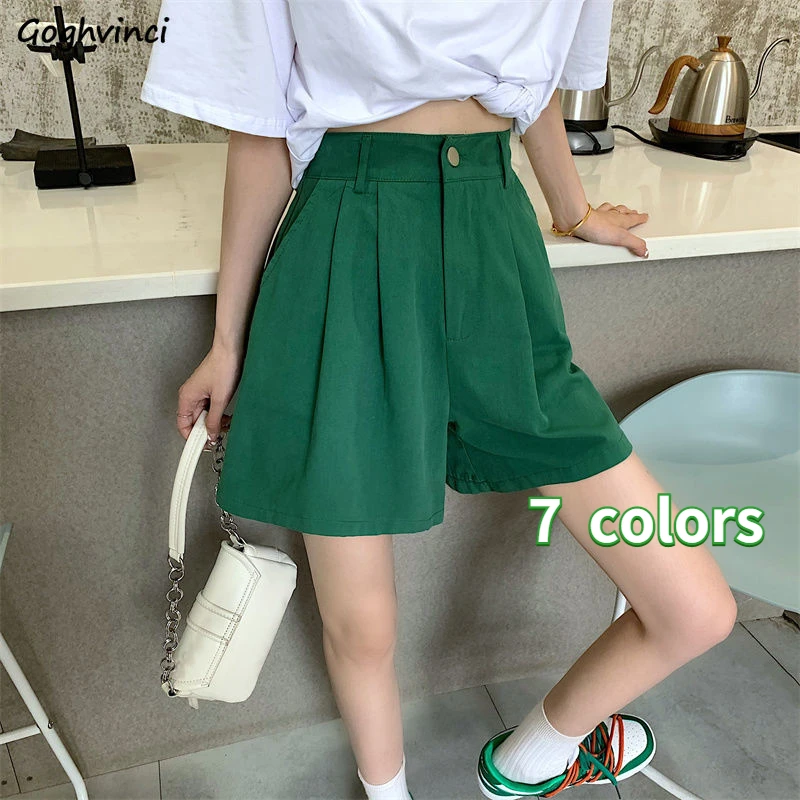 

Shorts Women Thin Wide Leg Popular Youth Korean Style Summer High Waist Ins Fashion All-match Preppy Street 7-colors Baggy Femme