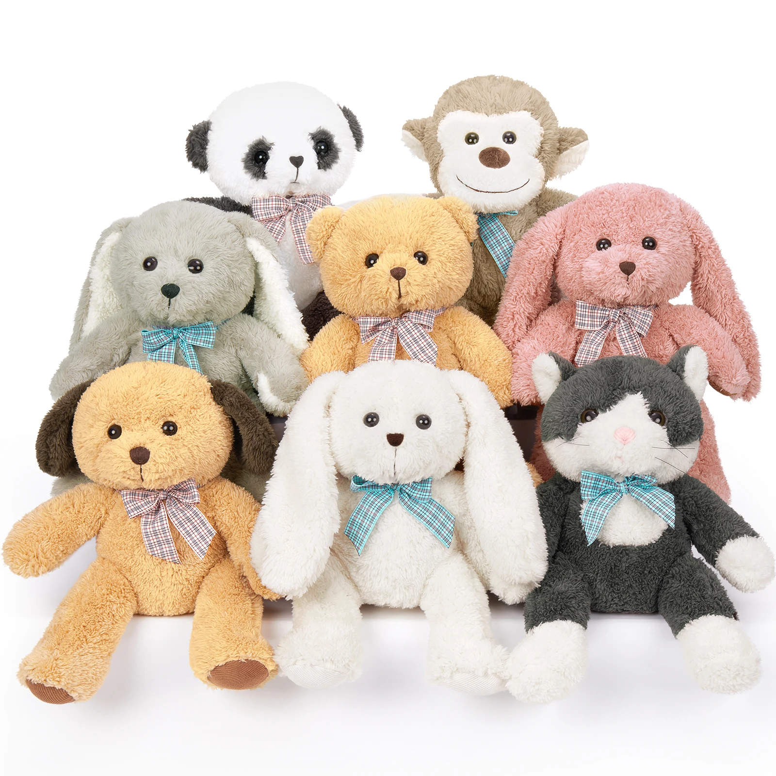 

MaoGoLan 13 inch Stuffed Animals Bulk, 8 Pack Assorted Animals Plush Toy Set with Teddy Bear, Dog, Cat, Panda, Monkey & Bunnies