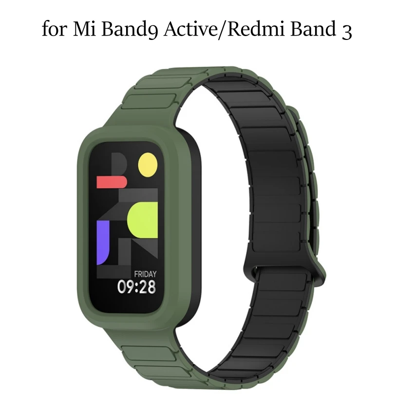 ​ Магнитный ремешок для Mi Band 9 Active/Redmi Band 3, аксессуары для силиконового ремешка
