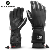 ROCKBROS Winter Gloves Keep Warm Thermal Windproof Waterproof PU Touch Screen Gloves Men Snowboard Motorcycle Cycling Ski Gloves