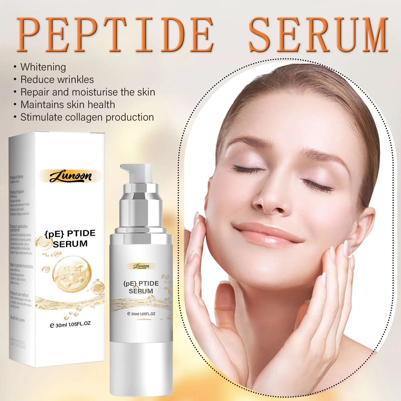 

Peptide Essence-Anti Wrinkle Reduce Fine Lines,Vitamin C Fades Dark Spots&Brighten Algae Extract Repair Moisture Barrier Care