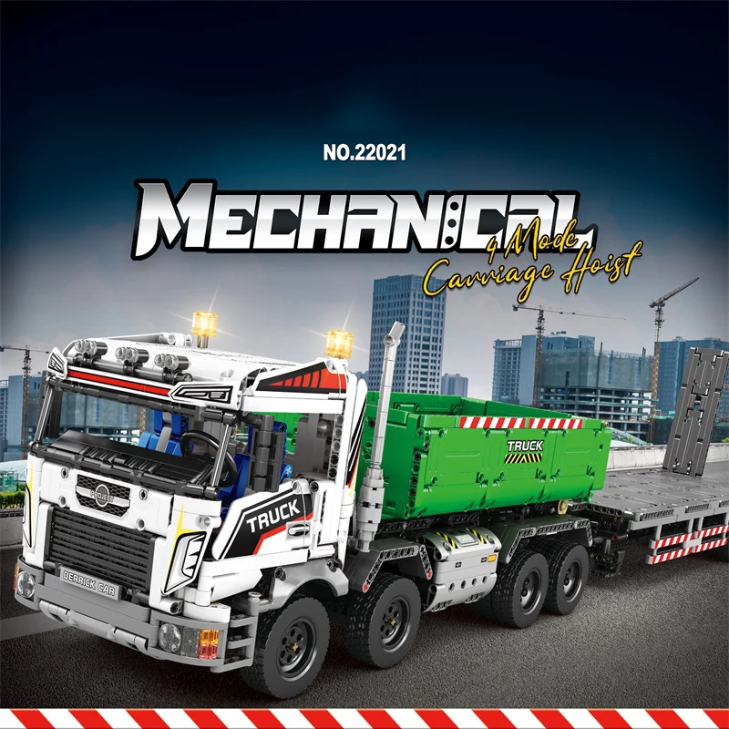2852PCS Technical Truck Crane Vehicle Building Blocks Hook Lifting Truck Car Trailer Tow Model Bricks Toy For Kids Holiday Gifts