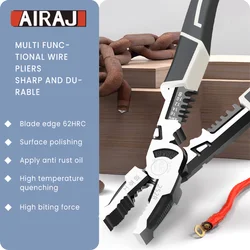 AIRAJ 8 Inch Wire Pliers Sharp Large Opening Stripping Pliers Industrial Grade Multifunctional Hardware Manual Tools