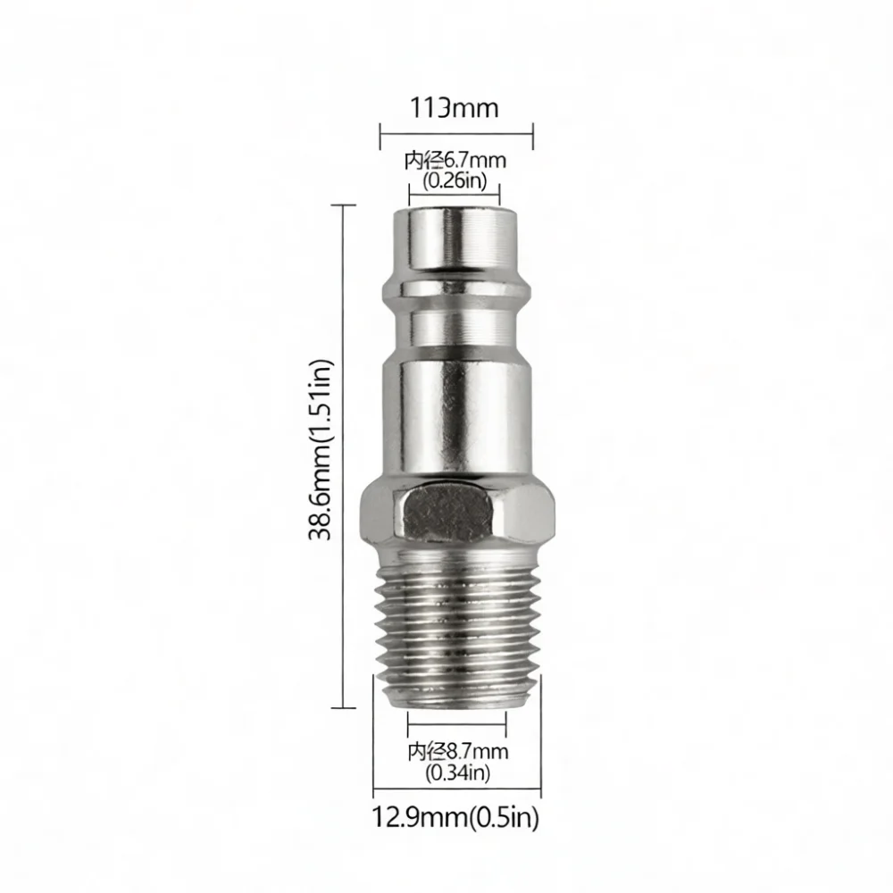 Pneumatic Air Fitting 1 4 PT Male Thread Hose Connector European Style Quick Coupling External Plug Industrial Air Tool Parts