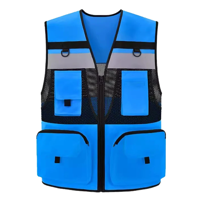 Mesh Reflective Safety Vest With Tool Pockets Breathable Work Gilet High Visibility Vest Reflective Vest Workwear