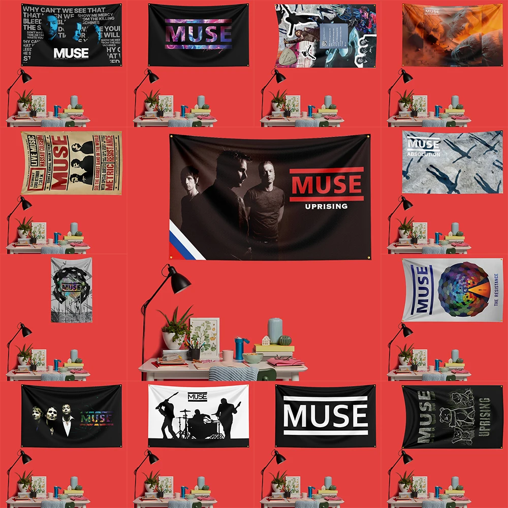 Muse Alternative Rock Flag 3x5 FT 90x150cm Polyester Decorative Banner Tapestry For Music Fans Bedroom Wall Decoration