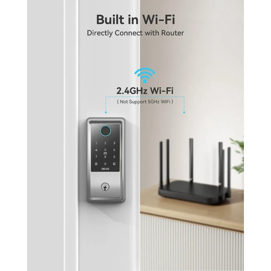 أقفال ذكية ببصمة الإصبع G6 للباب الأمامي مع دخول بدون مفتاح 6 في 1 مدمج واي فاي ذكي ديدبولت يتميز بلوحة مفاتيح تعمل باللمس أ