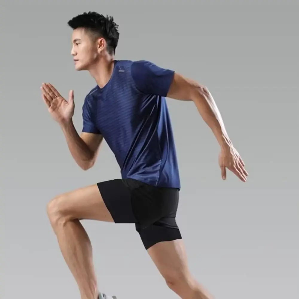 2 in 1 Men Running Pants Quick Dry Leisure Anti-Exposure Men's Jogging Shorts Breathable Quarter Pants Casual Basketball Shorts