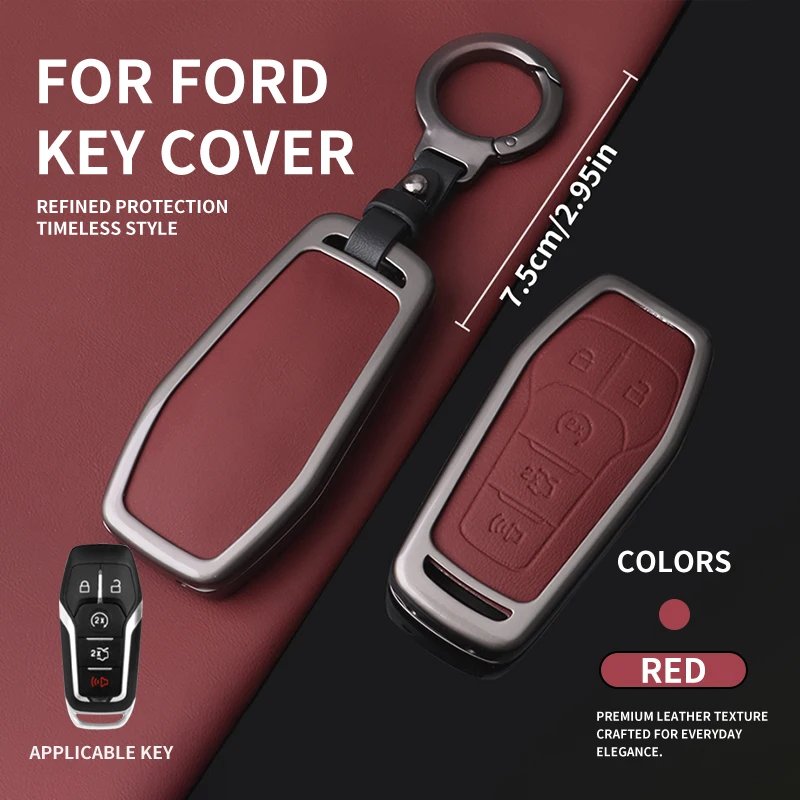 Wearproof Key Protective Shell Metal Leather Cover For Ford Kuga Mondeo Fusion Mustang Explorer Edge 2013-2018 Funda Para Llave