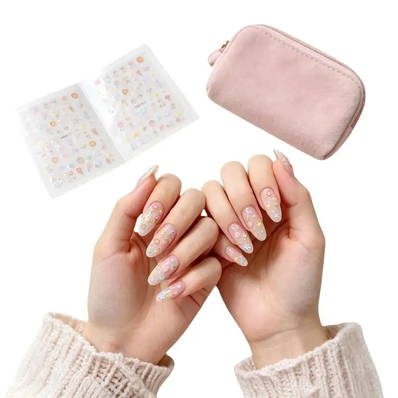 2Sheets Sweet Element Nail Art Stickers Flower Heart Cherry Strawberry Kawaii Decals Colorful Bow Butterfly Manicure Sliders