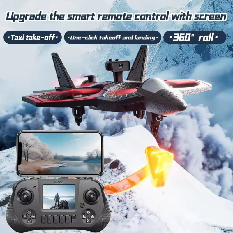 Brushless Obstacle Avoidance Remote Control with Screen Fighter 8K Camera Optical Flow Hover EPP Foam WIFI FPV RC Plane Aircraft
