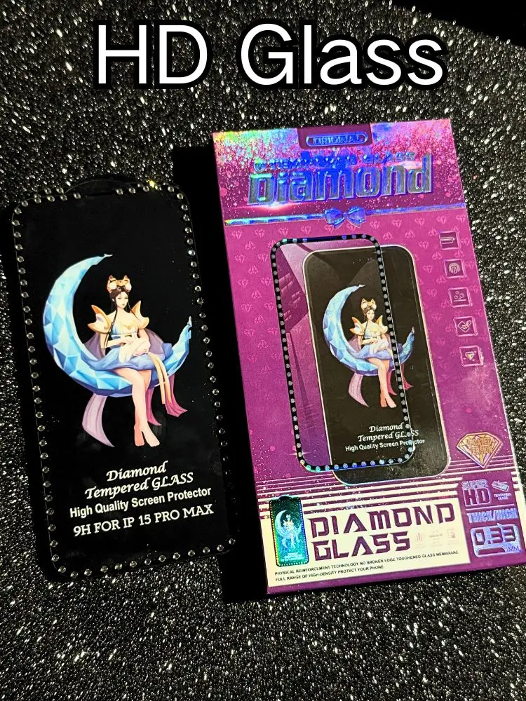 Luxury Glitter Diamond Glass For iPhone 16 15 14 13 Pro Max 12 Bling Glitter Rhinestone Anti SPY HD Tempered Glass Front Film 11