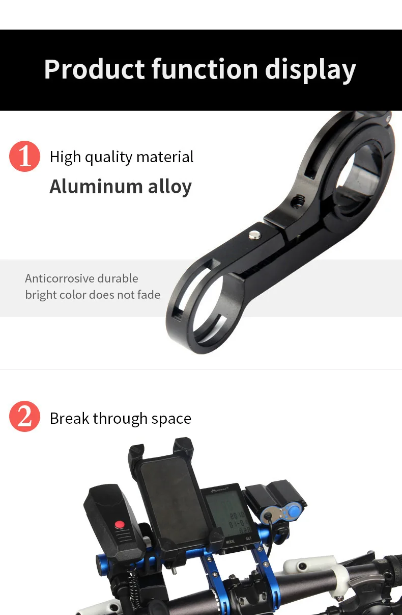 10/20/30 cm Fahrrad Lenker Erweiterte Halterung MTB Scheinwerfer Montieren Verlängert Bar Straße Mountainbike Lenker Extender rack Teile – Detail 4